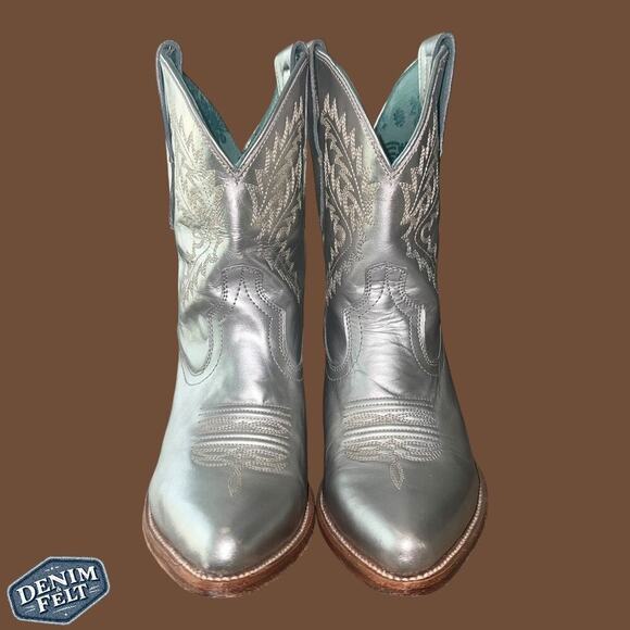 CORRAL WOMEN'S SILVER/TEAL EMBROIDERED ROUND TOE WESTERN COWBOY BOOTS/BOOTIES!! - Picture 9 of 16